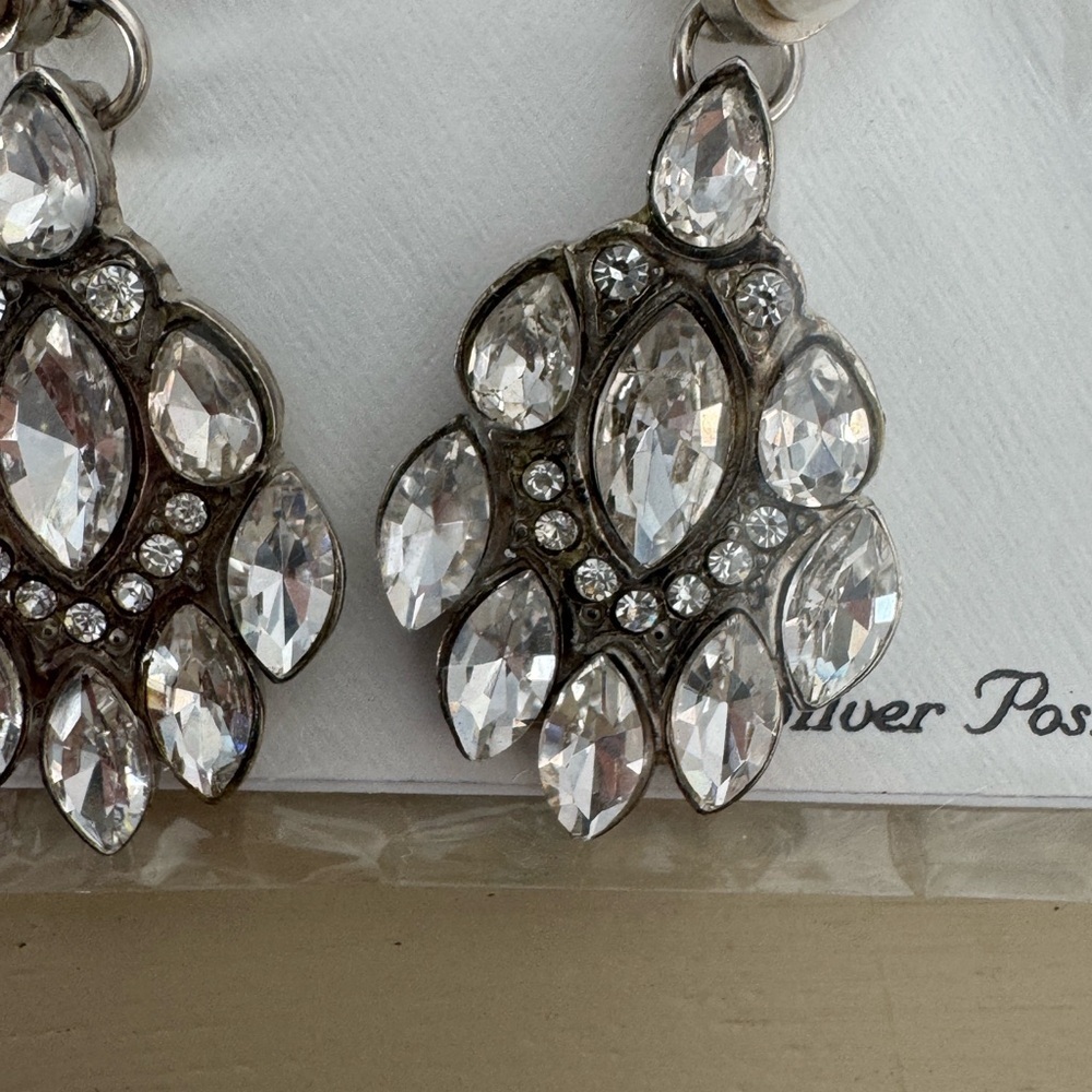 Belle Badgley Mischka Statement Earrings With Pearls and Crystals - Picture 5 of 6